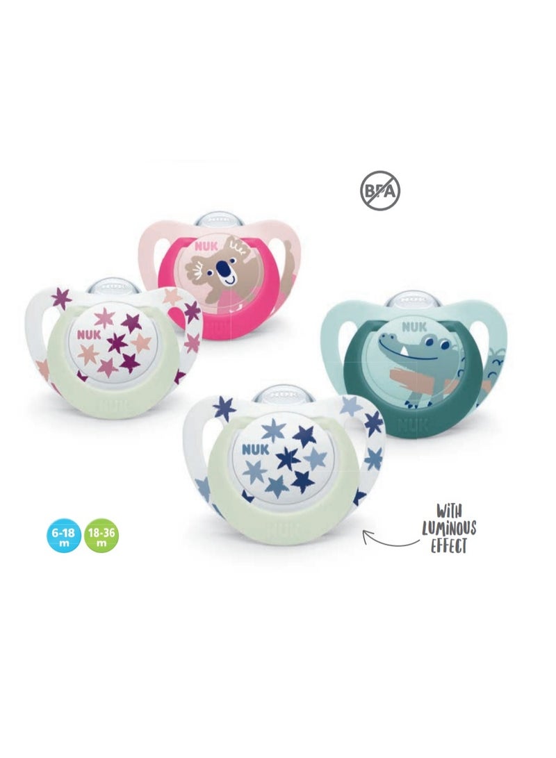 NUK مهدئ سيليكون نجمي نهار/ليل 6-18 شهر أ - Image 3